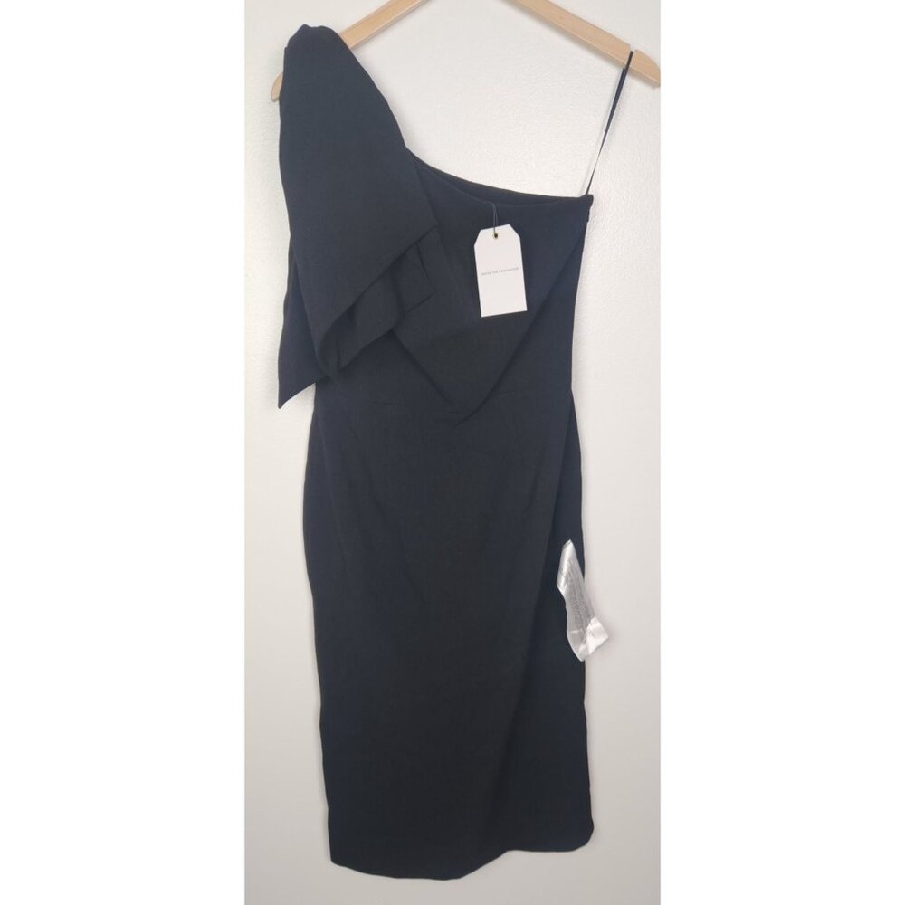 Dress The Population Women's Sz. M Black Tiffany One-Shoulder Midi Dress NWT